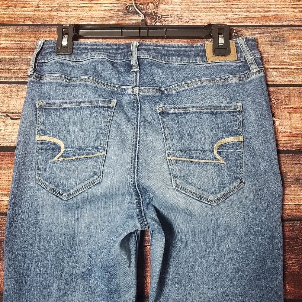 American Eagle Size 10 Long Super High Rise Stretch Jegging Jeans Blue Denim - Picture 2 of 11